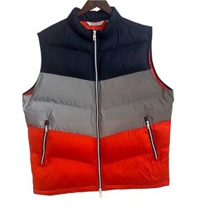 Peter Millar Colorblock Puffer Vest Navy Gray Orange Mens XL Golf Lightweight